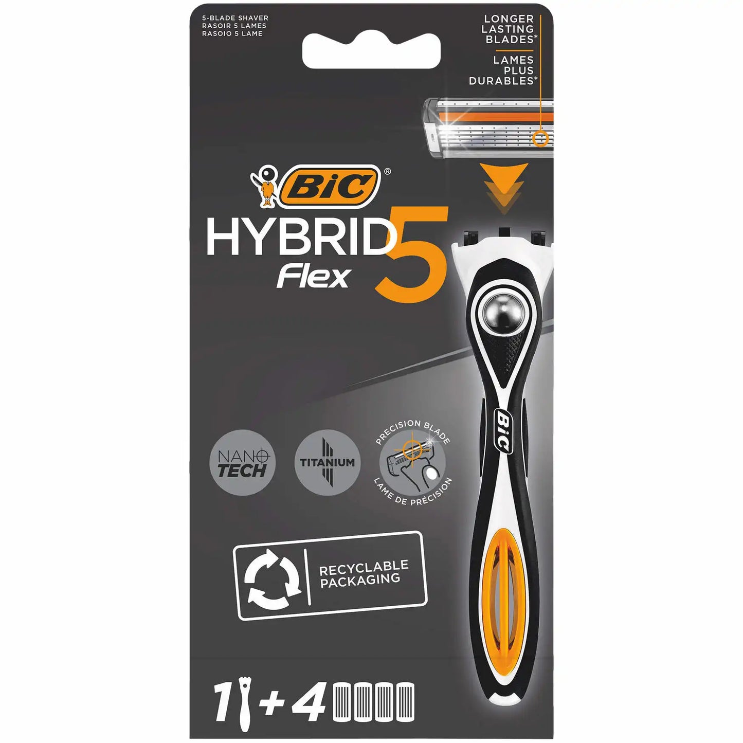 BIC Hybrid Flex 5 1 Rasierer + 4 Ersatzklingen